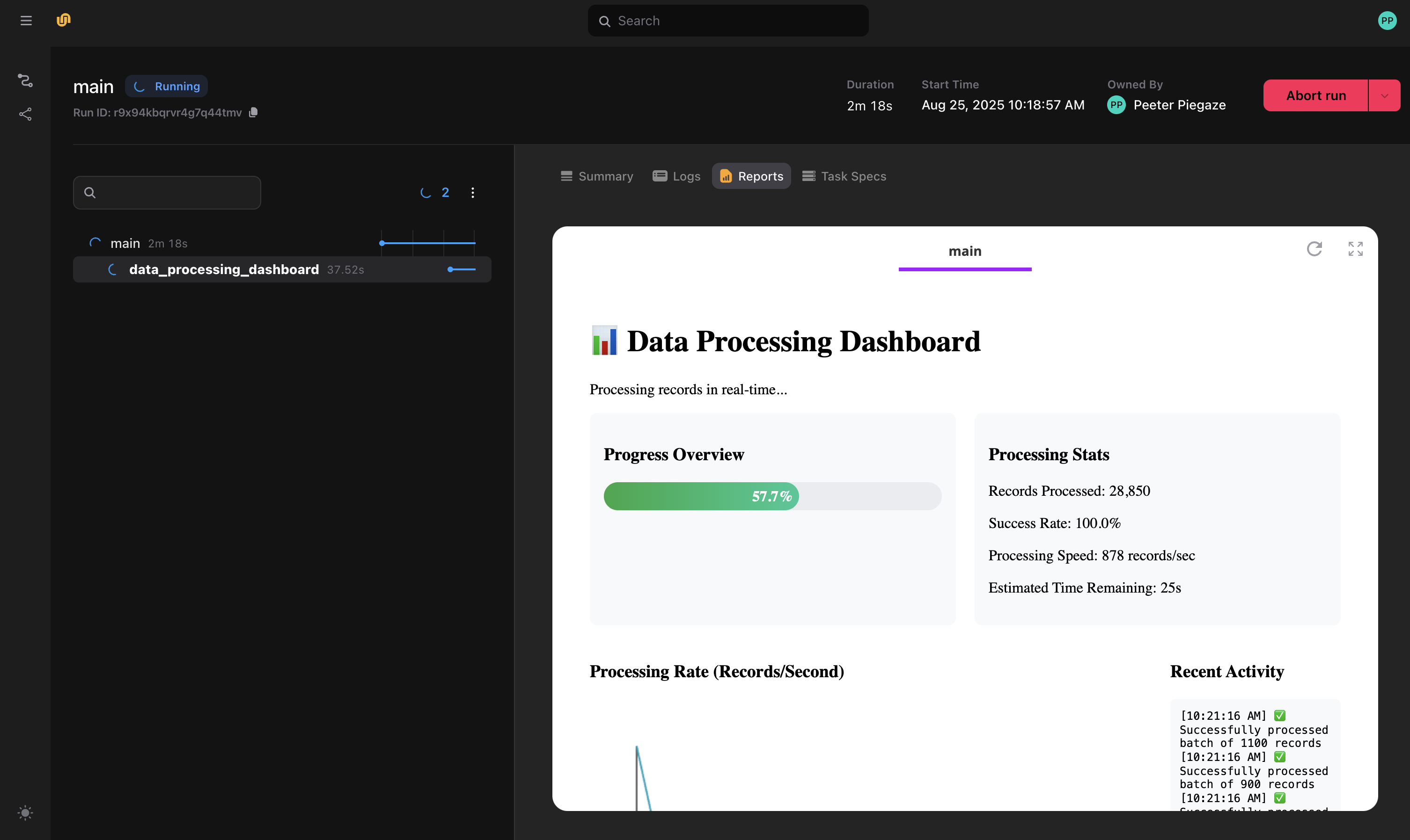 Data Processing Dashboard